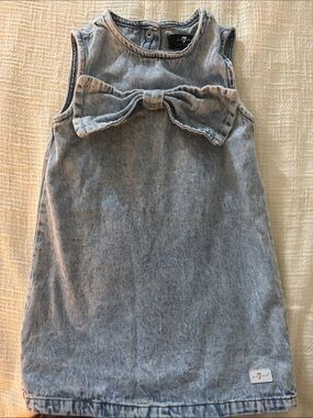 7 For All Mankind Light Blue Denim Tank Dress with Front Bow